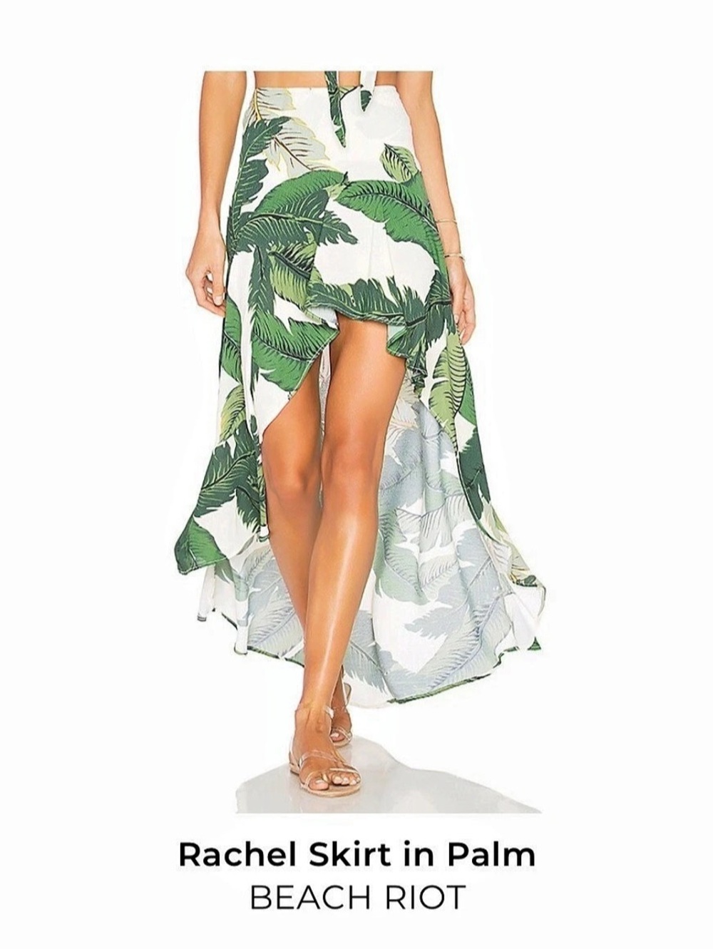 Beach Riot Rachel Skirt in Palm High-Low Skirt Green & White Medium